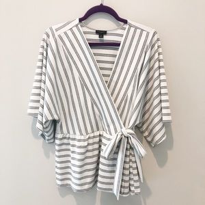 Ann Taylor Factory striped wrap top